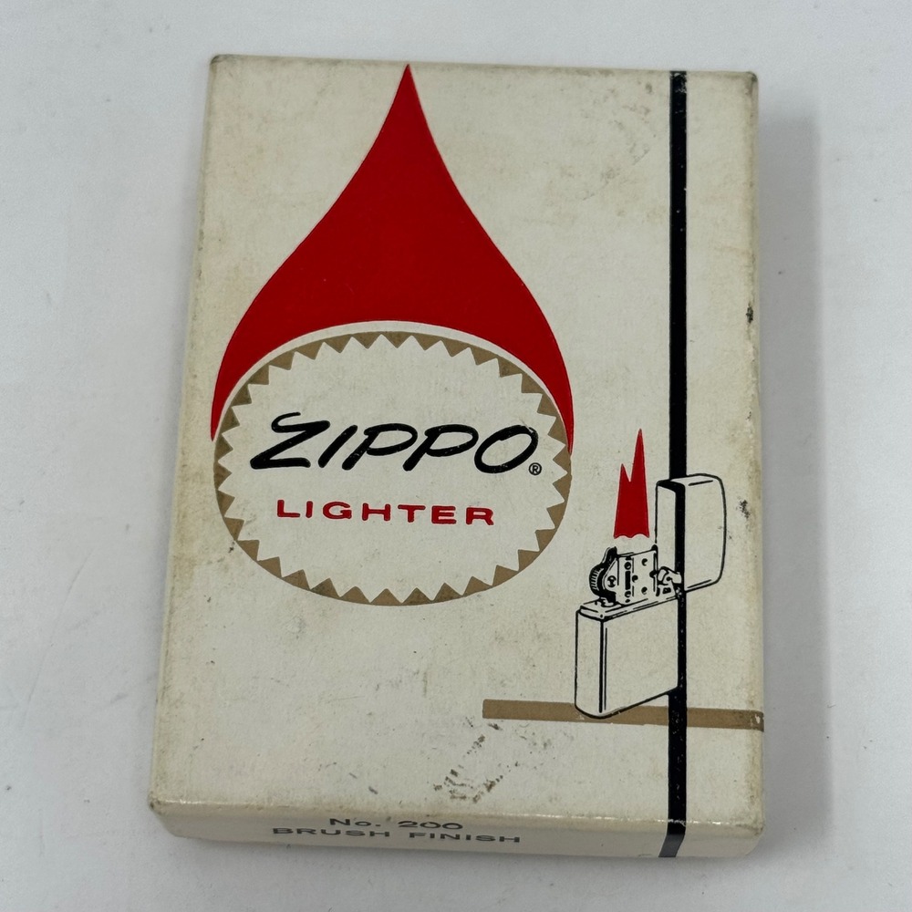 Vintage 1978 Zippo No 200 Brush Finish Unfired Lighter w/Original Box & Manual
